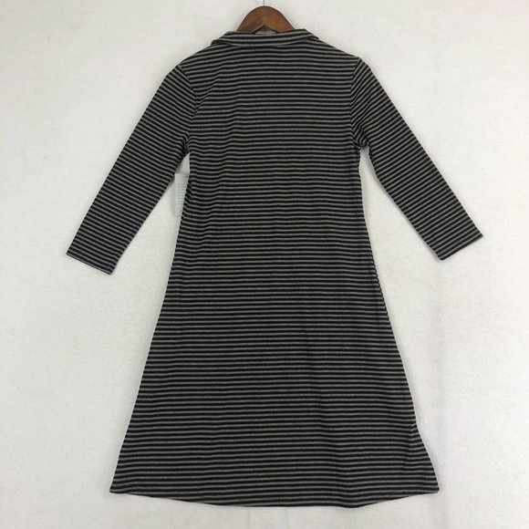 Como Vintage NWT Women's Size X-Small Black Grey Striped V-Neck Collared Dress - Picture 10 of 10